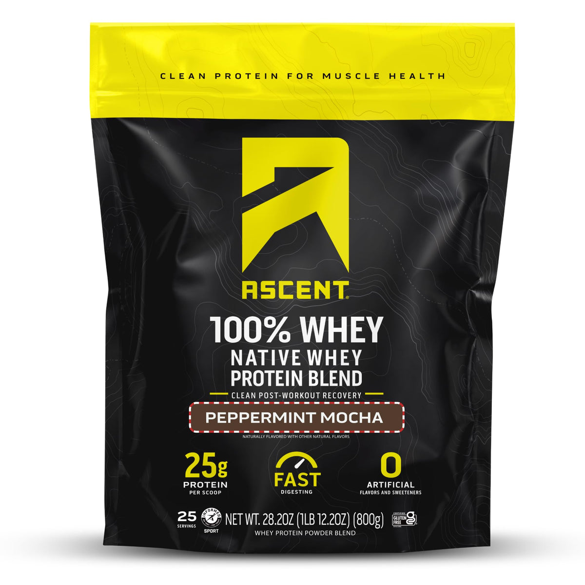 Ascent Peppermint Mocha whey bottle ready for post-workout recovery.