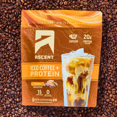 Ascent premium Colombian coffee beans visible for natural energy.