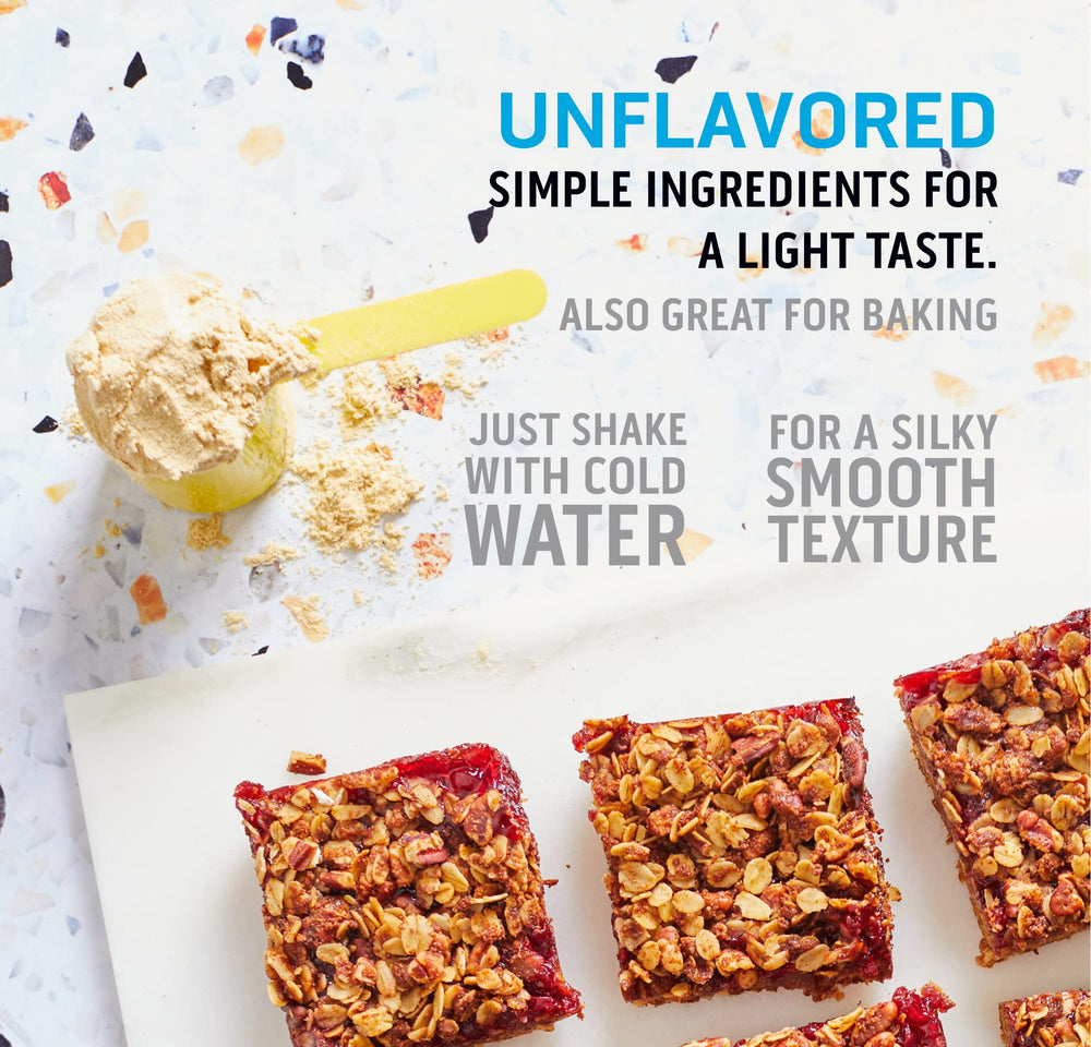 Ascent Unflavored Native Whey dry powder ready to mix in a bowl