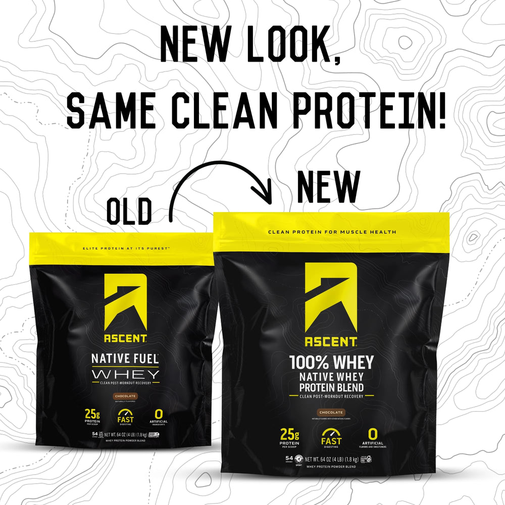 Ascent 100% Whey Chocolate nutrition panel close-up showing amino acids