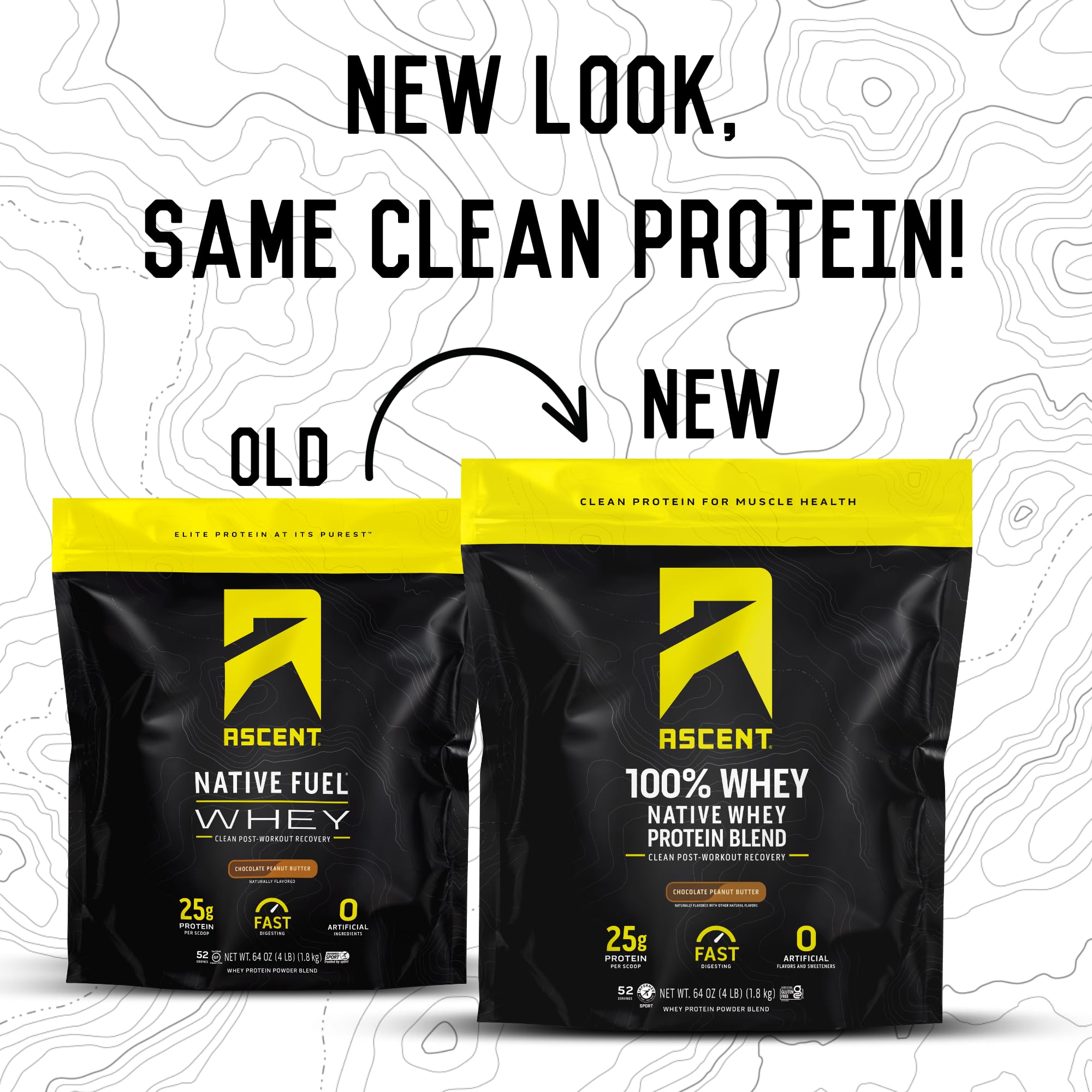 Ascent whey protein scoop with chocolate peanut butter, convenient post-workout shake