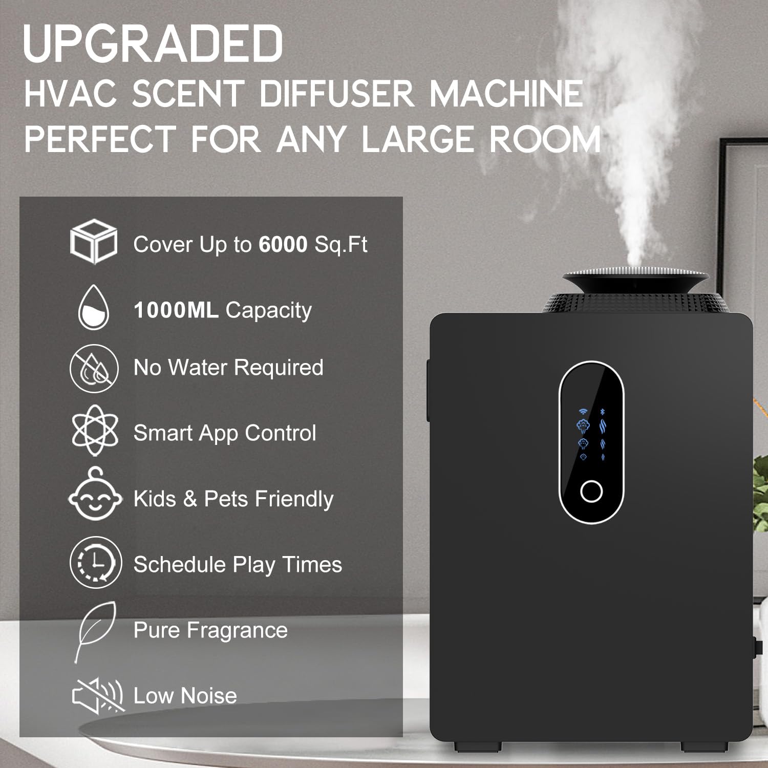 ASCENTYER diffuser with Wi-Fi control for remote scheduling