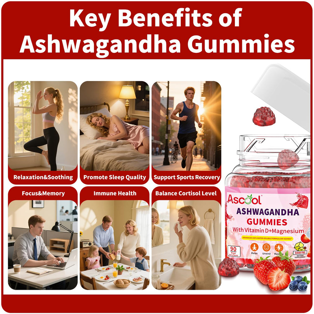 Ascool Ashwagandha Gummies daily-use scene suggesting calm routines