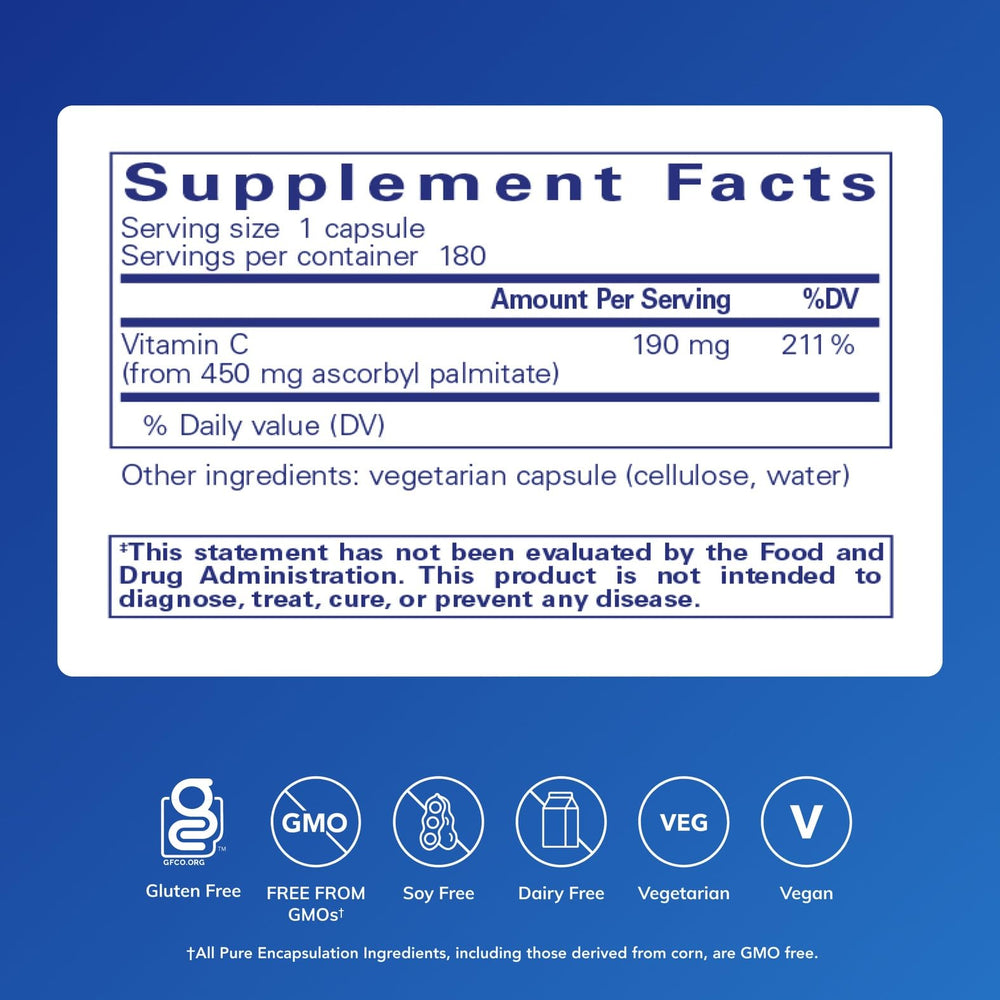 Ascorbyl-palmitate capsules closeup highlighting daily vitamin C intake