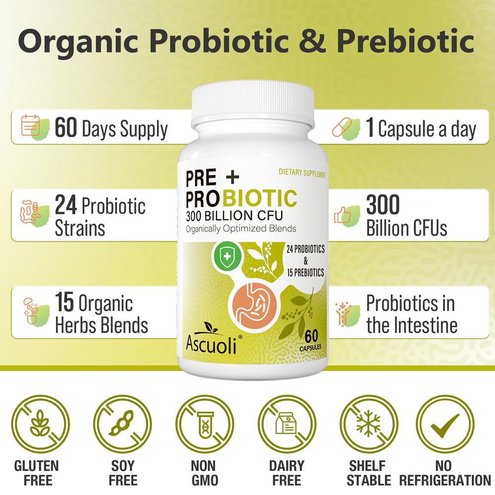 Ascuoli organic herbs prebiotics blend emphasizing gut-friendly fiber