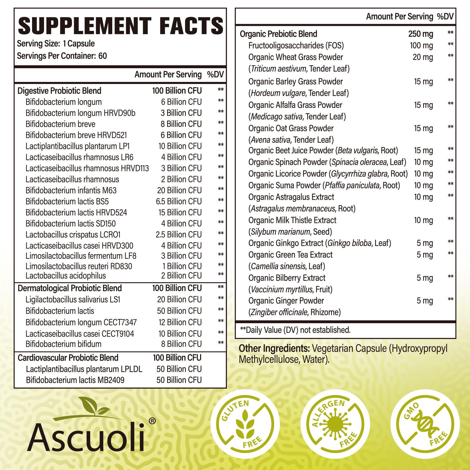 Ascuoli Probiotics capsules ready for daily use and digestion support