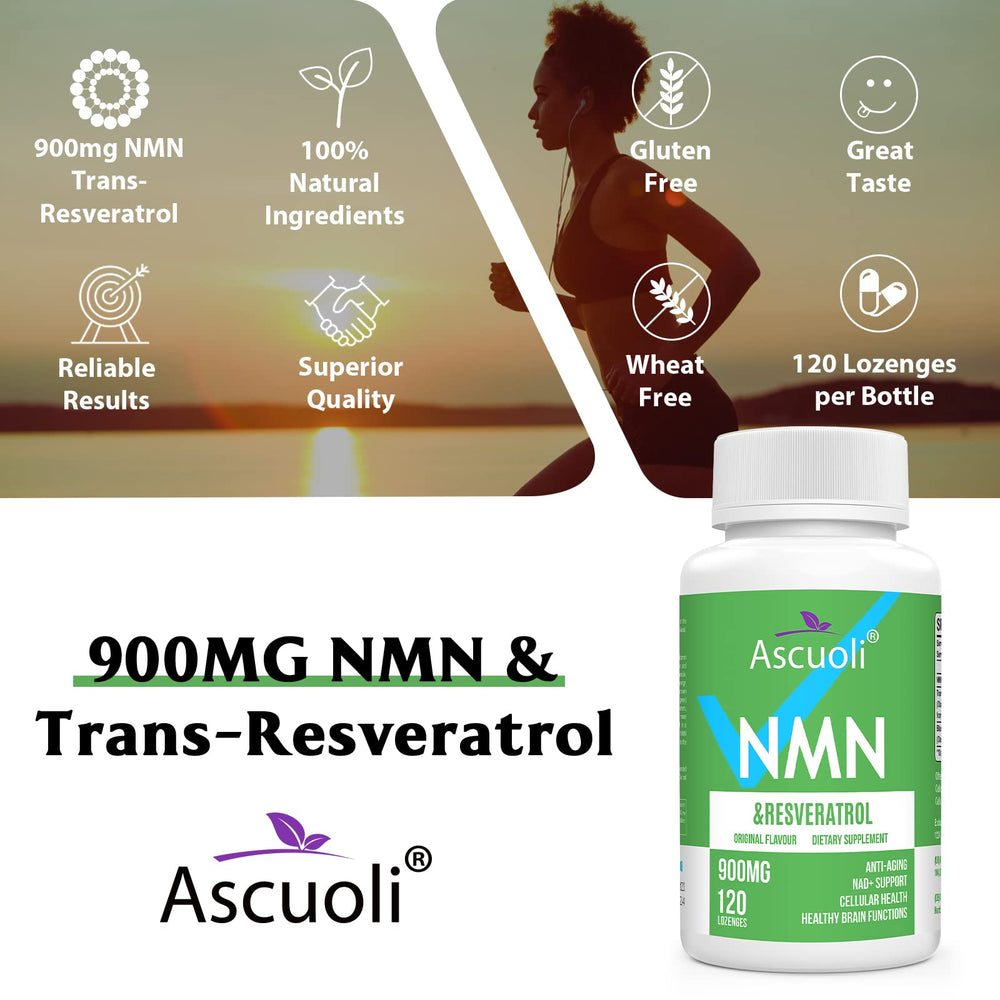 Ascuoli bottle side view shows 120 lozenges, four-month supply.