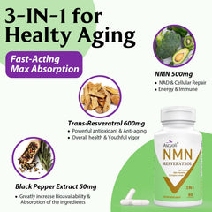 Ascuoli Trans-Resveratrol 600mg bottle highlights anti-aging potential.