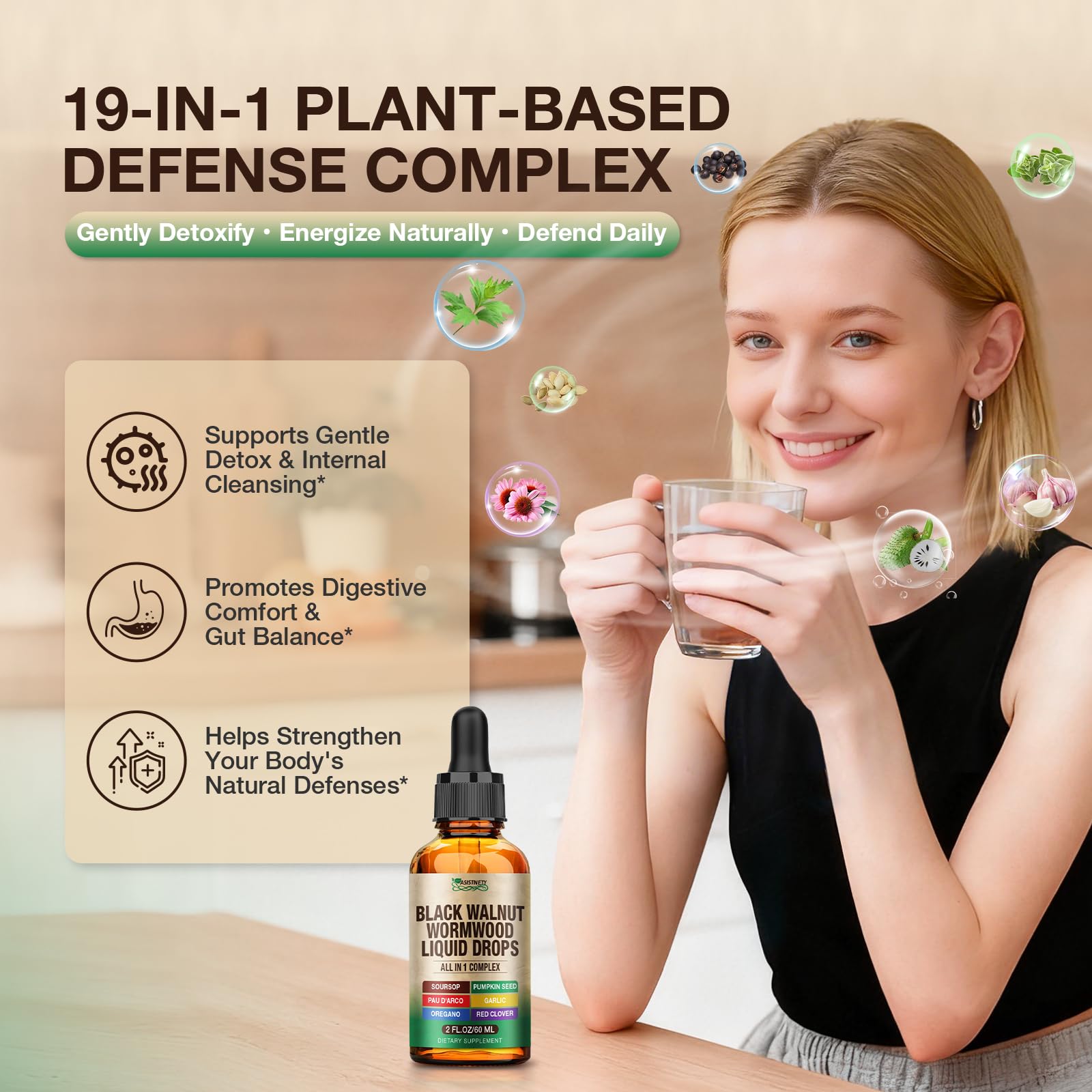ASISTNETY tincture dropper showing precise dosing for easy use