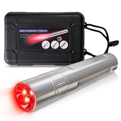 A SmallGoal infrared red light therapy wand, silvery front view, for convenient whole-body use.