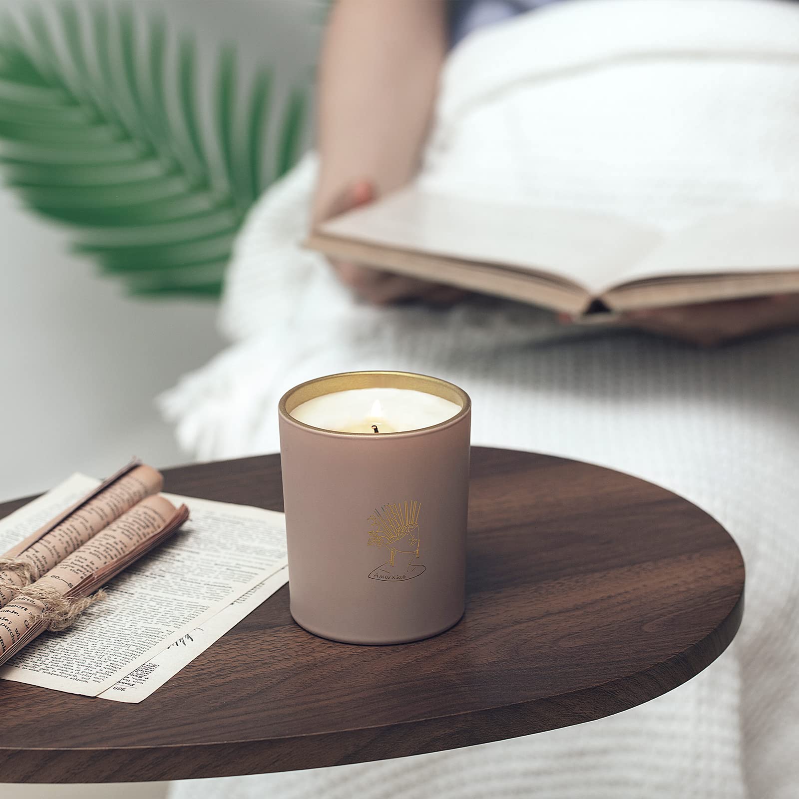 ASOEOSA cotton scented candle base musk amber for cozy evenings