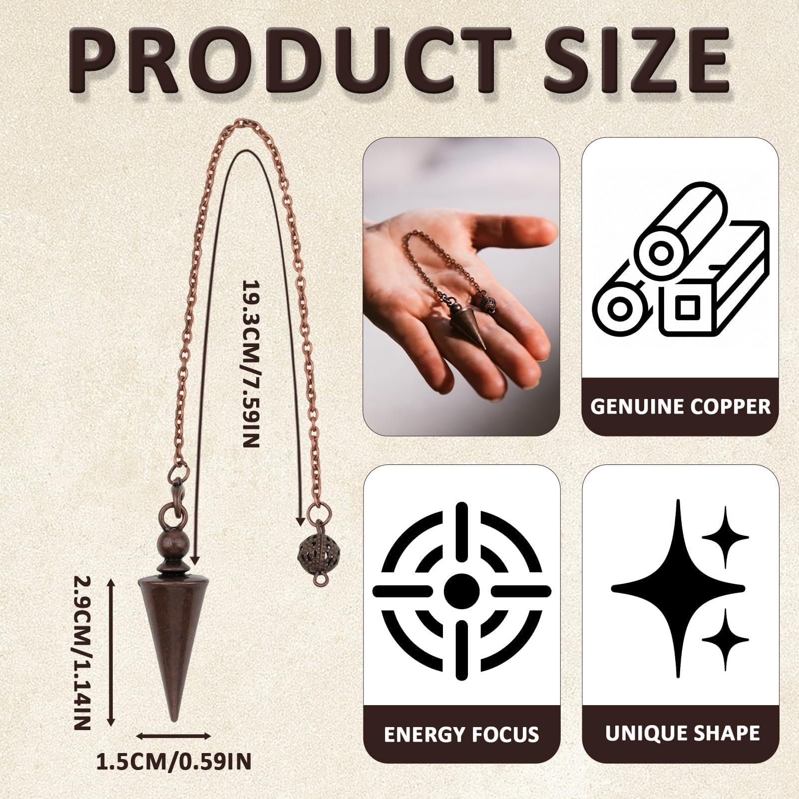Asofelk pendulum in motion with chain demonstrates smooth swinging for insight sessions.