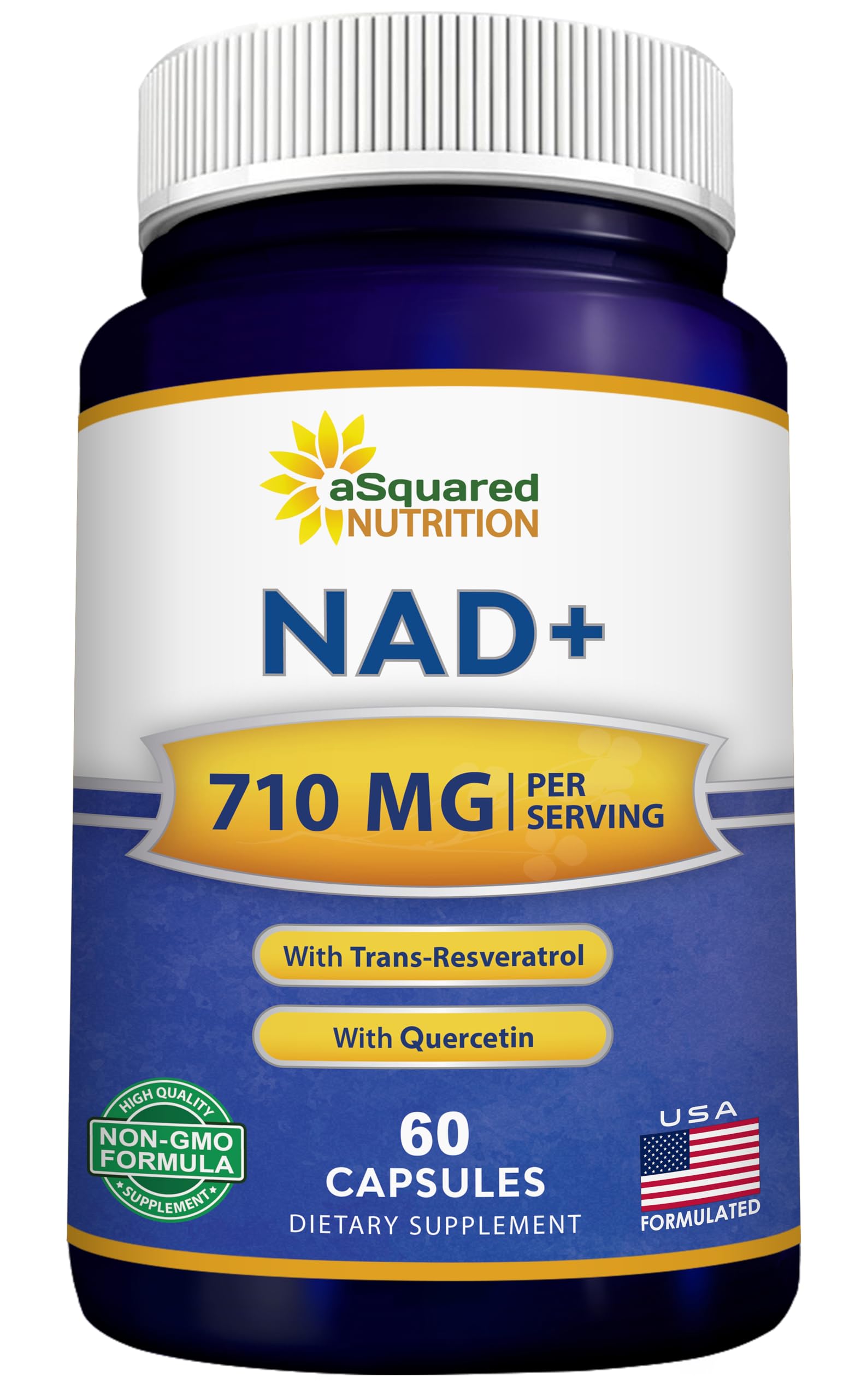 aSquared Nutrition NAD+ Resveratrol bottle for daily energy support