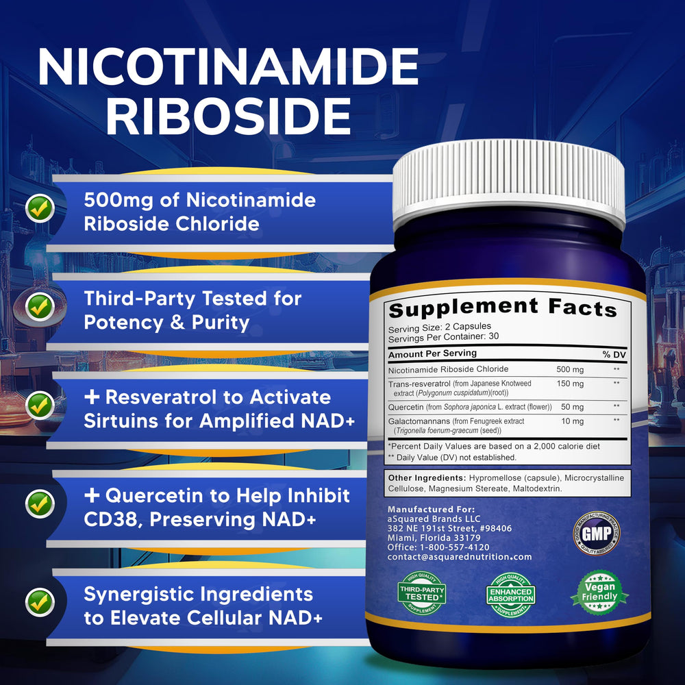 aSquared Nutrition NAD+ Resveratrol box packaging design