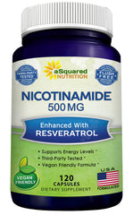 asquared nutrition nicotinamide with resveratrol bottle close-up suggesting everyday vitality and NAD support