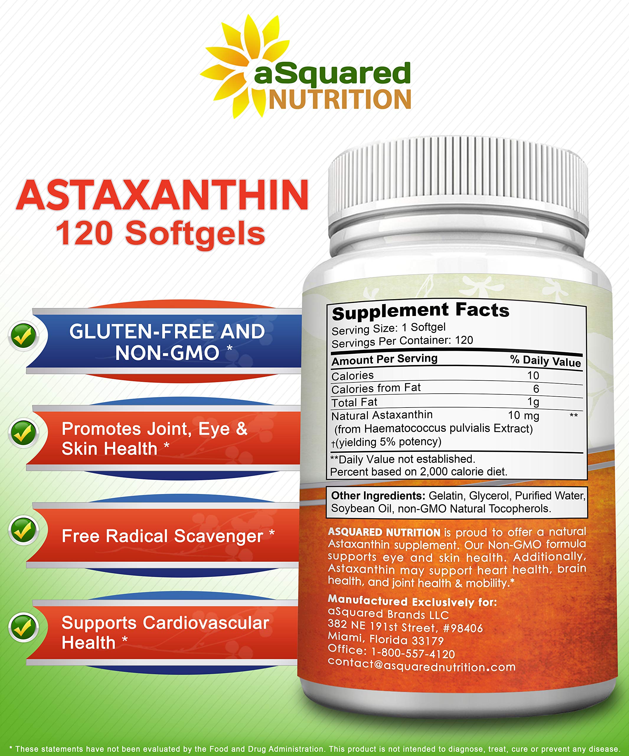 aSquared Nutrition Astaxanthin softgels inside bottle for daily wellness