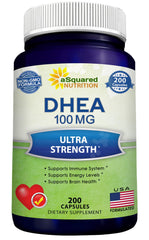 aSquared Nutrition DHEA 100mg bottle front view supports daily vitality and clarity