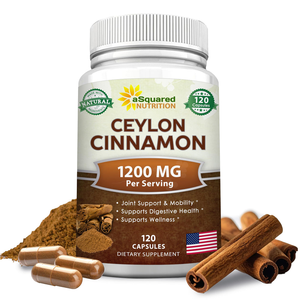 aSquared Nutrition Natural Ceylon Cinnamon bottle front view for daily wellness