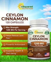 aSquared Nutrition Ceylon Cinnamon capsules close-up showing vegan daily supplement