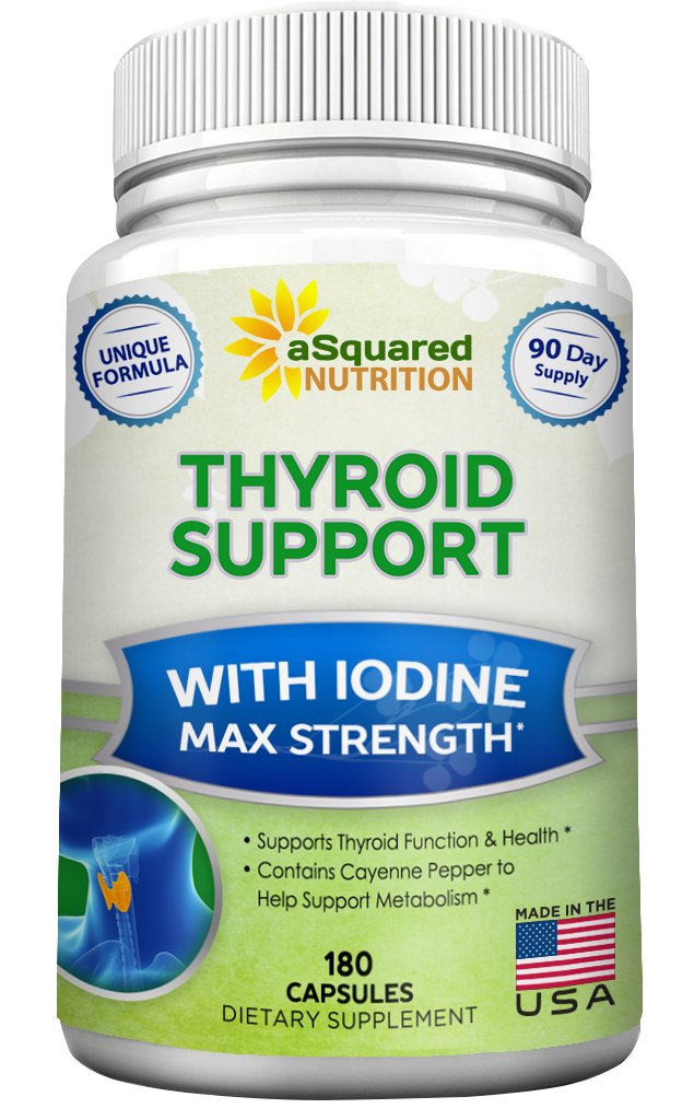 aSquared Nutrition Premium Thyroid Support bottle being poured for energy