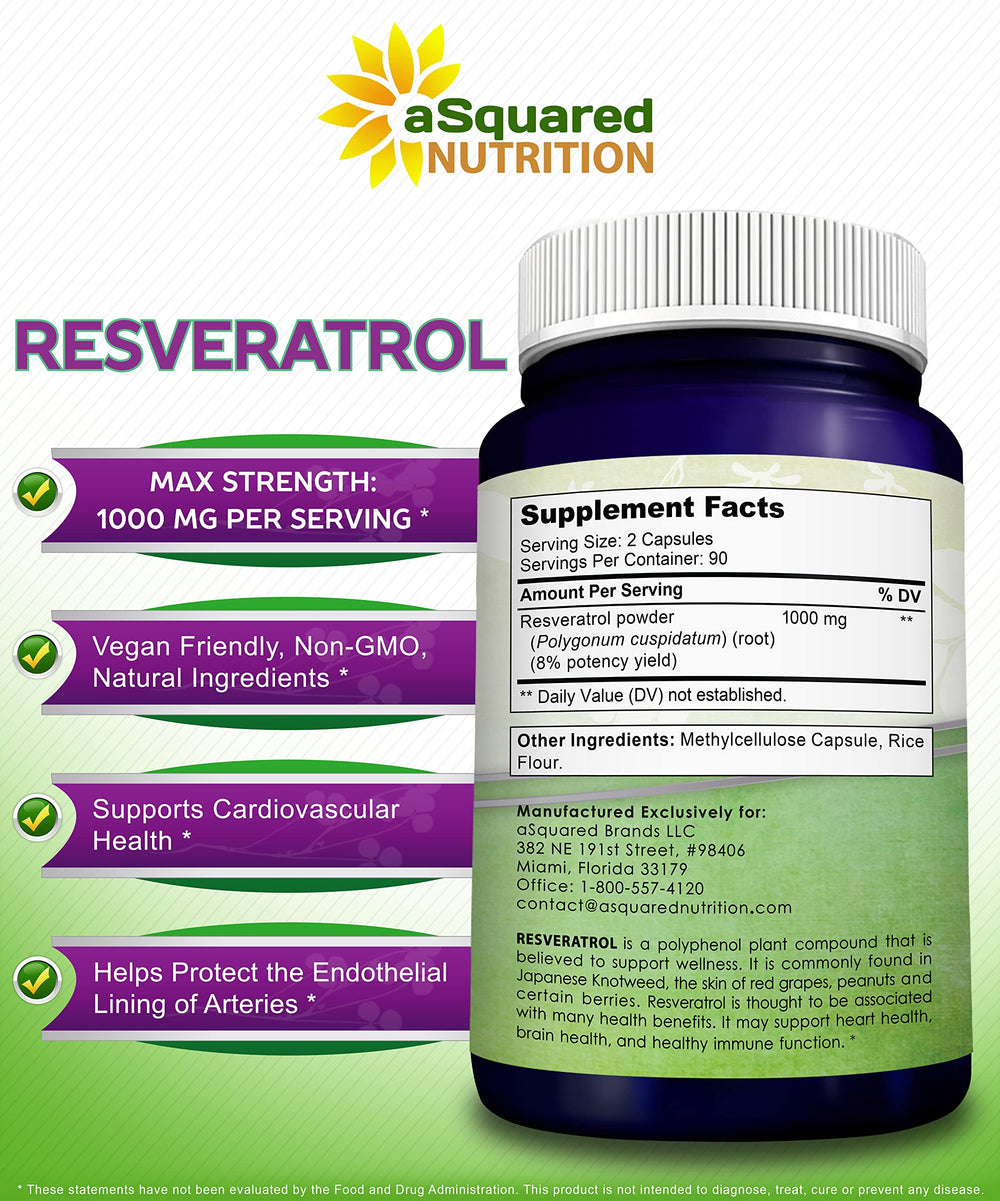 Asquared Nutrition resveratrol bottle on table ready for routine