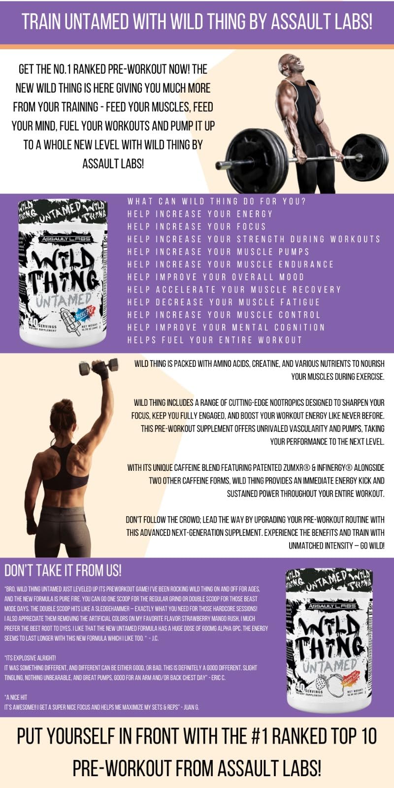 Assault Labs Wild Thing Rocket Pop container on shelf signals pre-workout convenience.