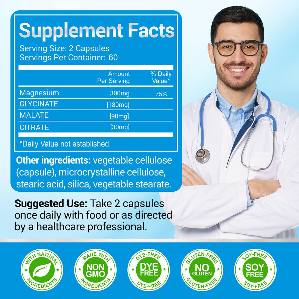 ASSR Triple Magnesium Complex bottle back label with ingredients and testing