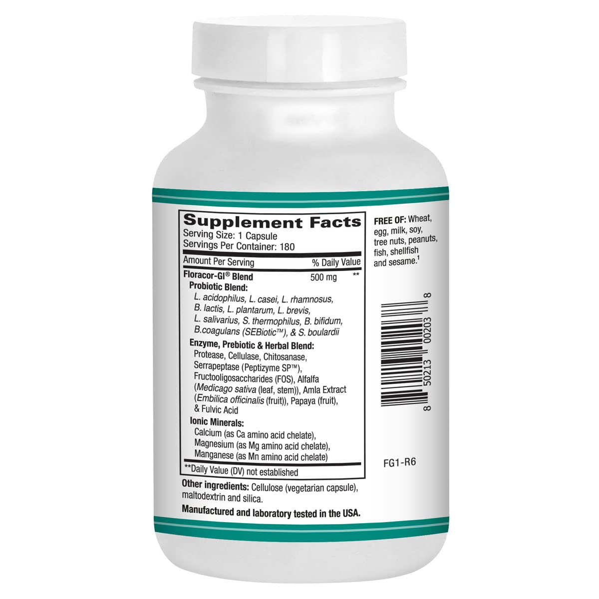 Floracor label detail shows USA manufacturing and ingredients
