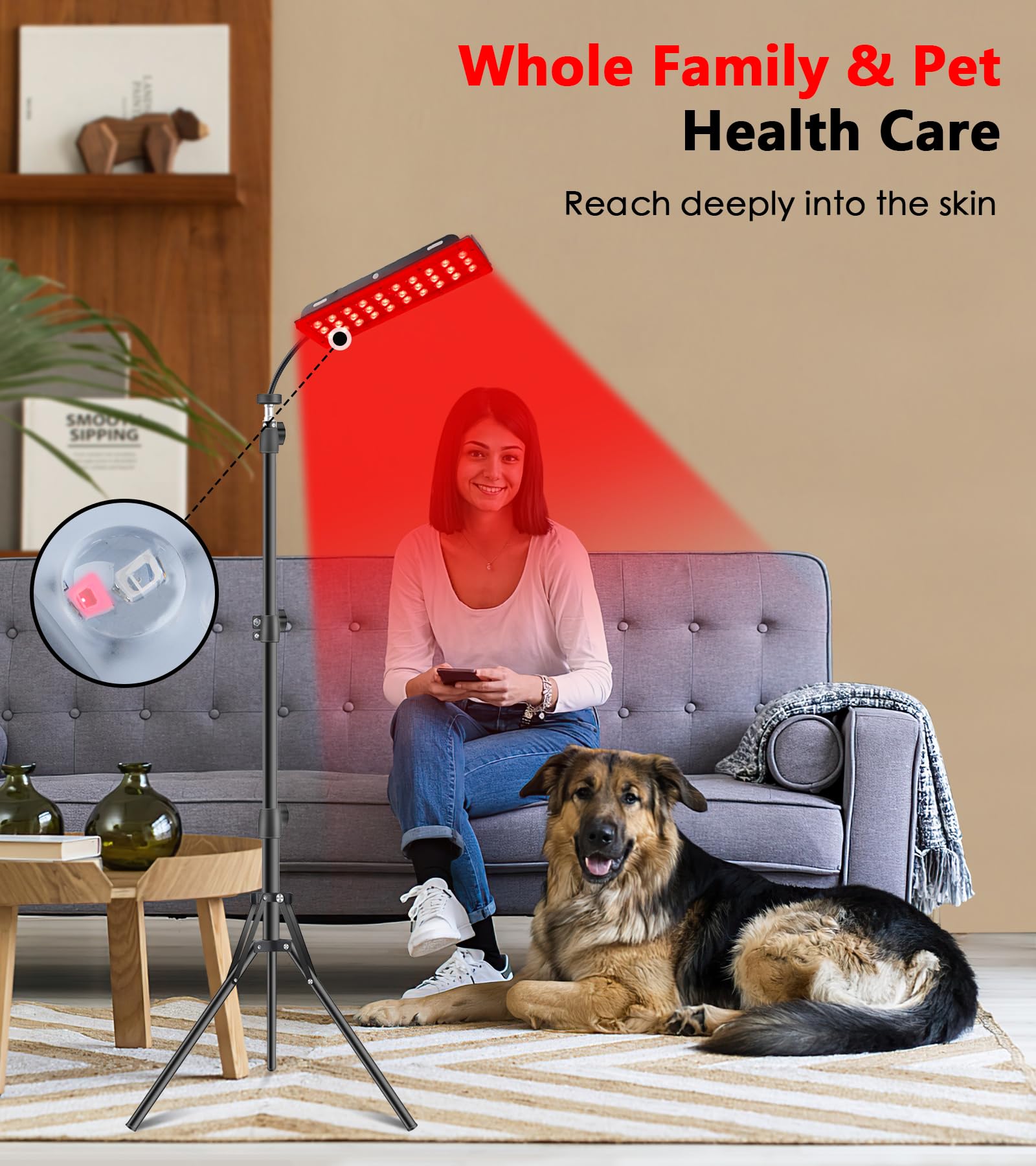 Astarexin adjustable brightness controls tailor light sessions to your space.