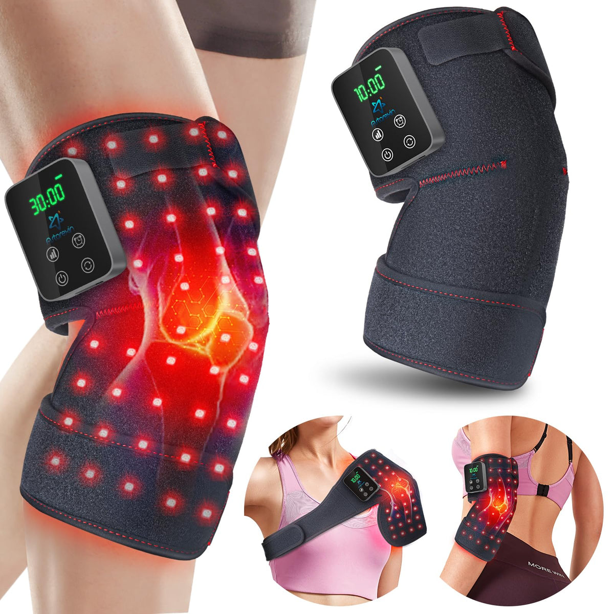 Astarexin knee wrap front view for compact, travel-friendly relief