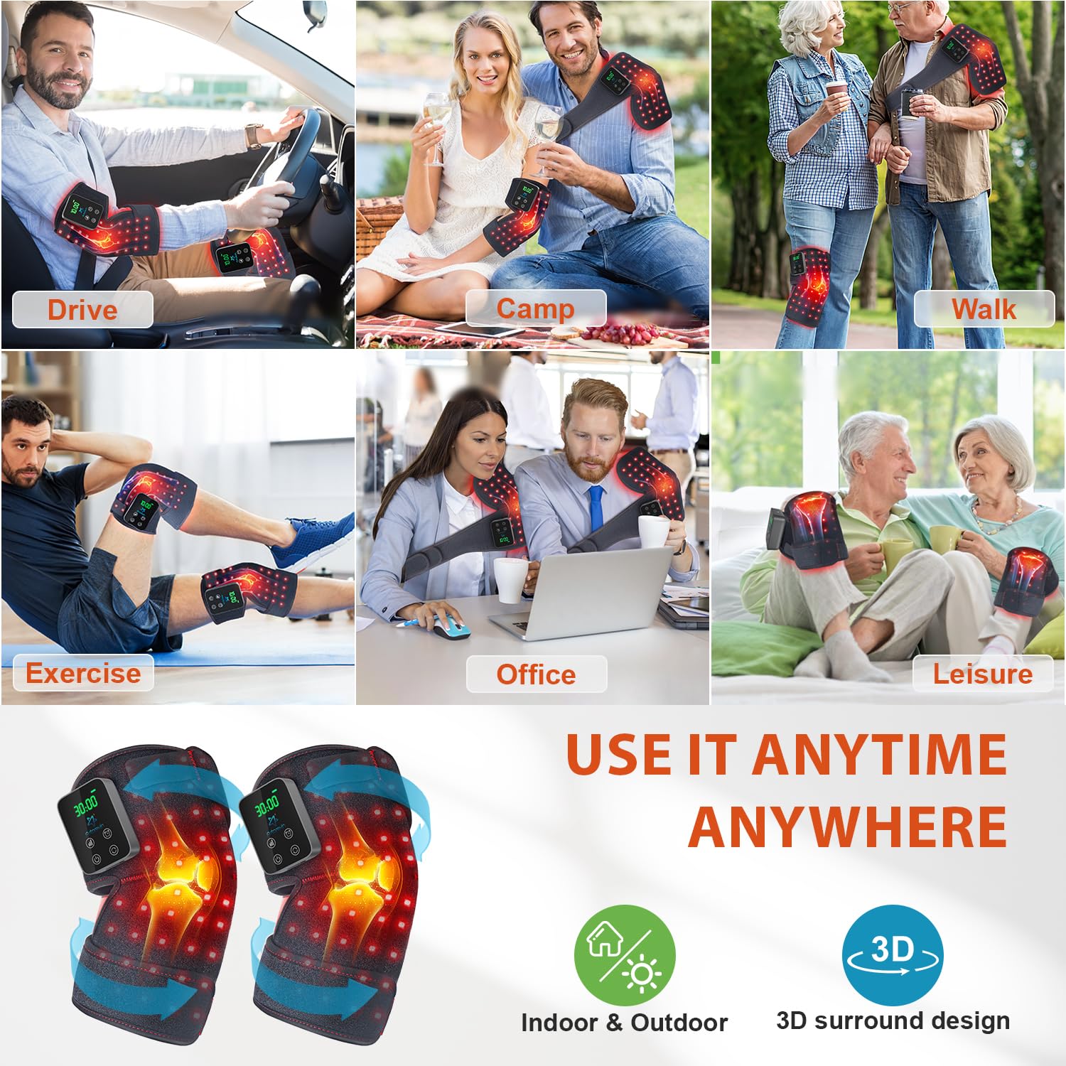 Astarexin knee wrap being used on shoulder or elbow for multi-area relief.