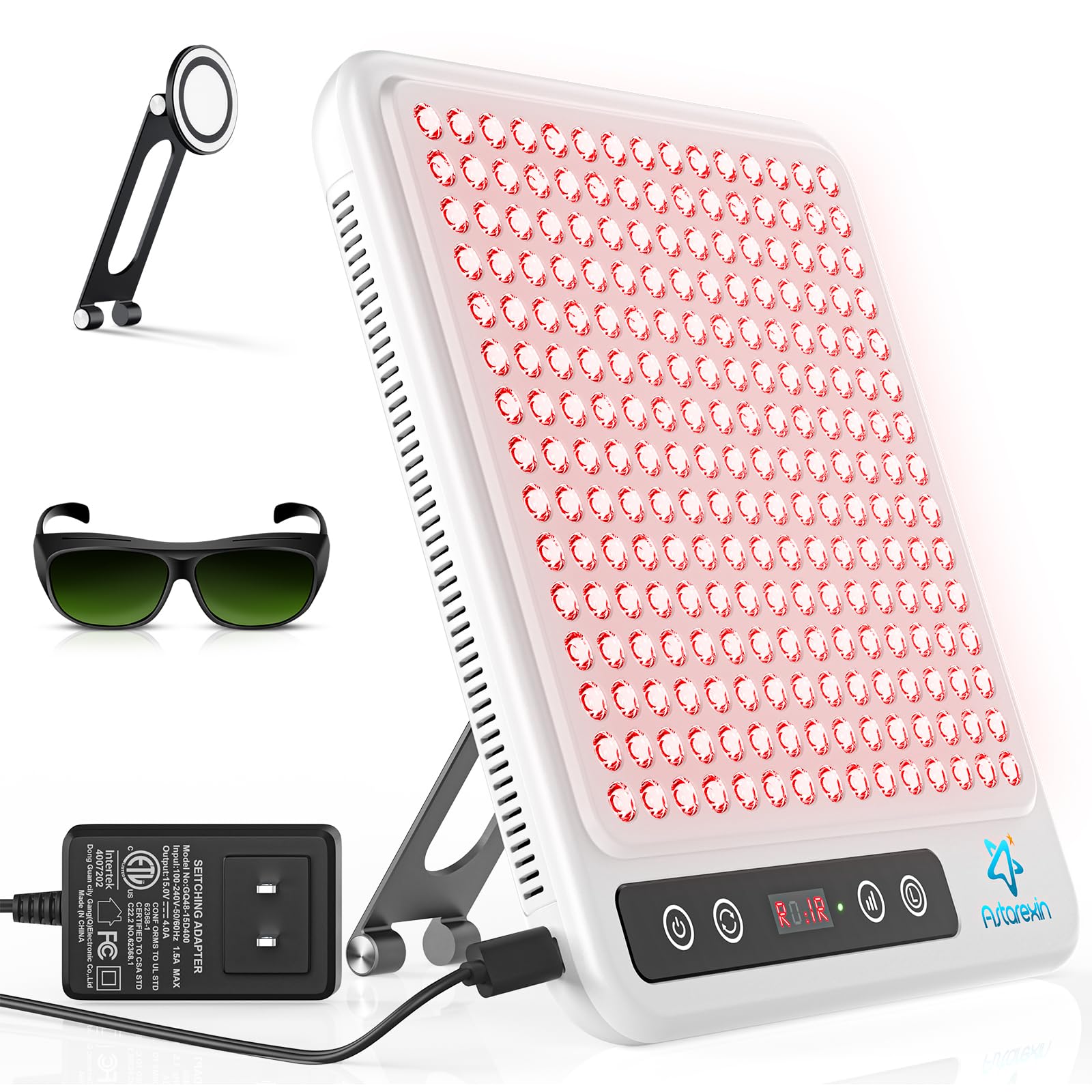 Astarexin red light panel front view showing portable design for travel use