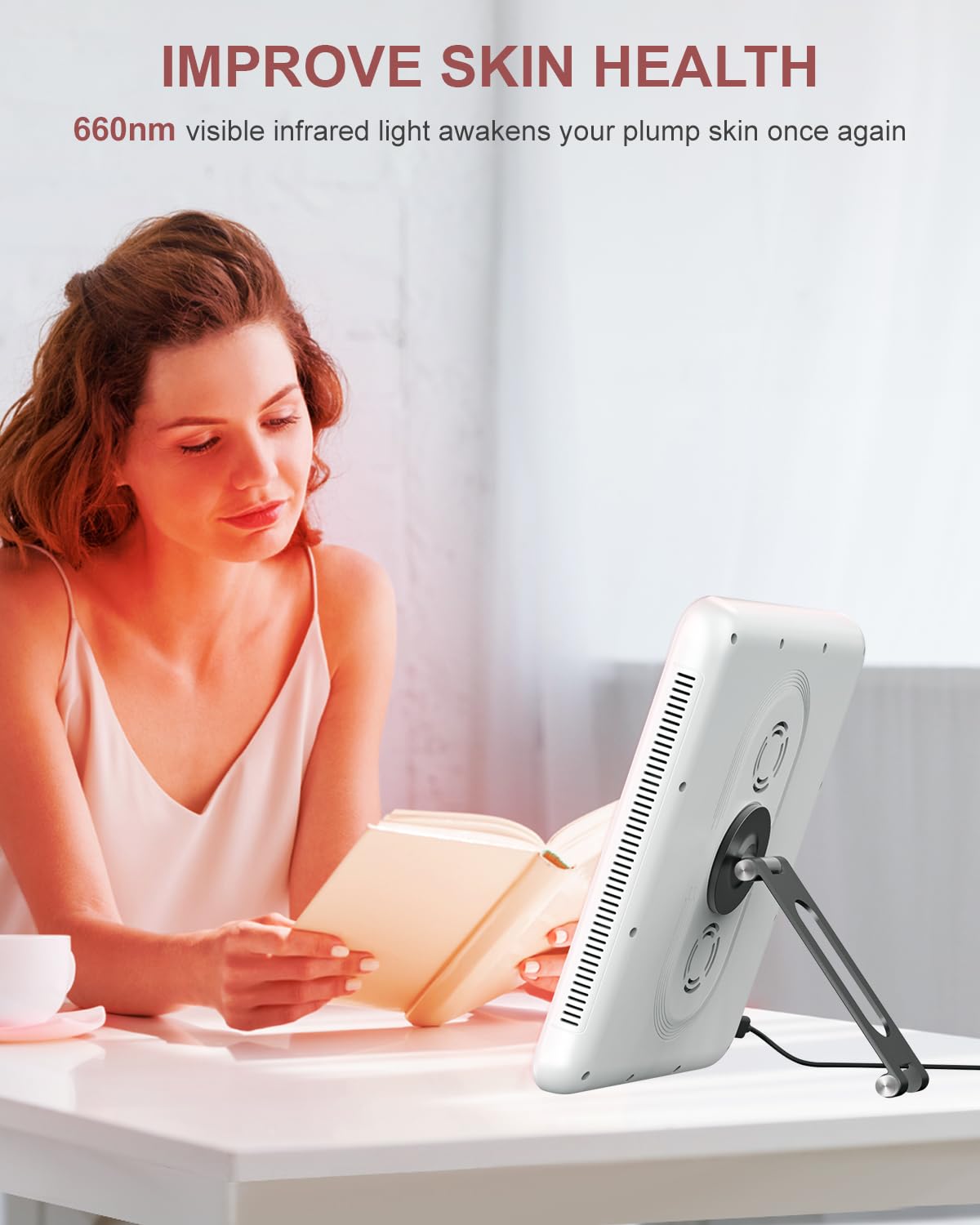 Astarexin red light panel with detachable stand enables hands-free therapy