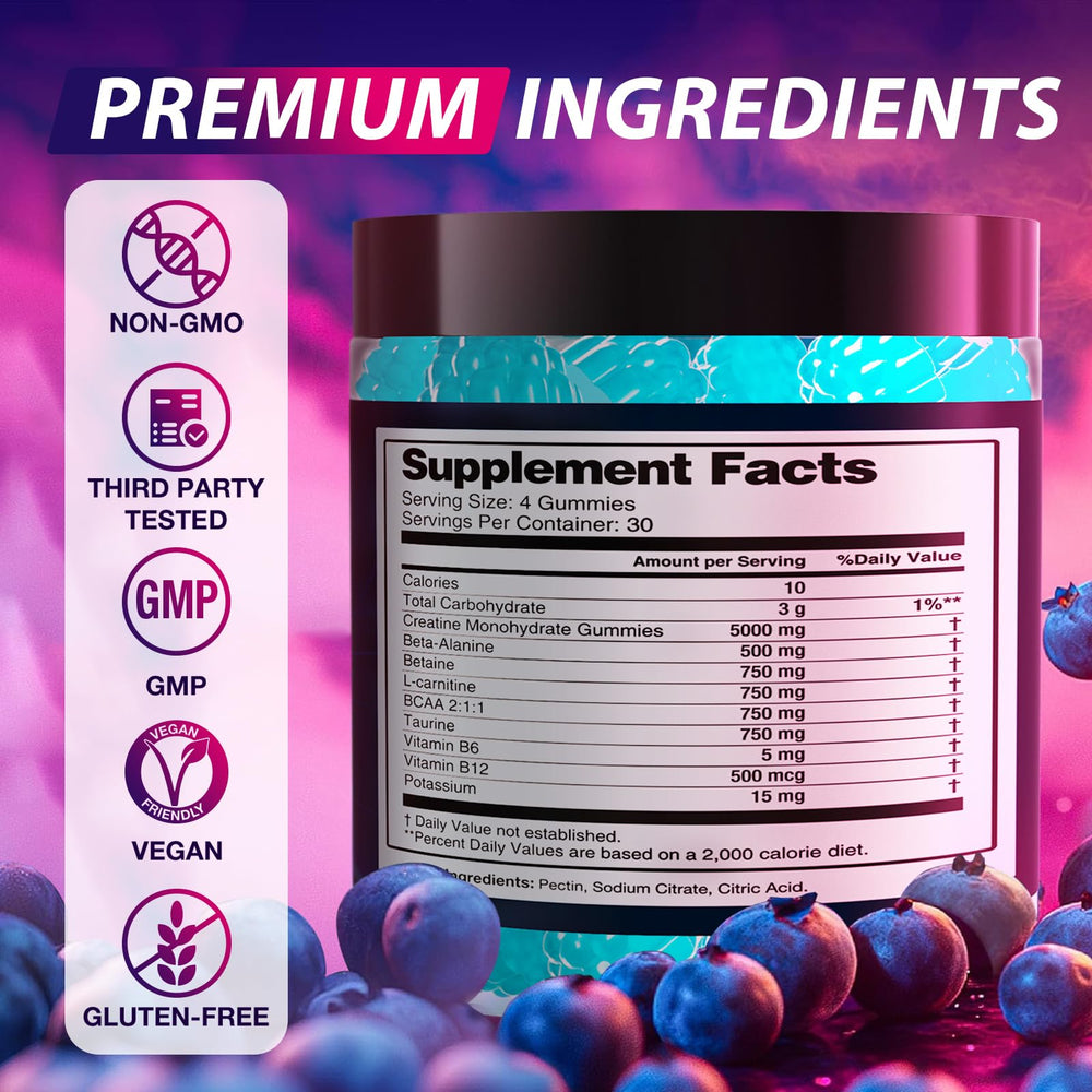 Asumtal Creatine Monohydrate Gummies serving scoop closeup demonstrates clear dosage for muscle support.