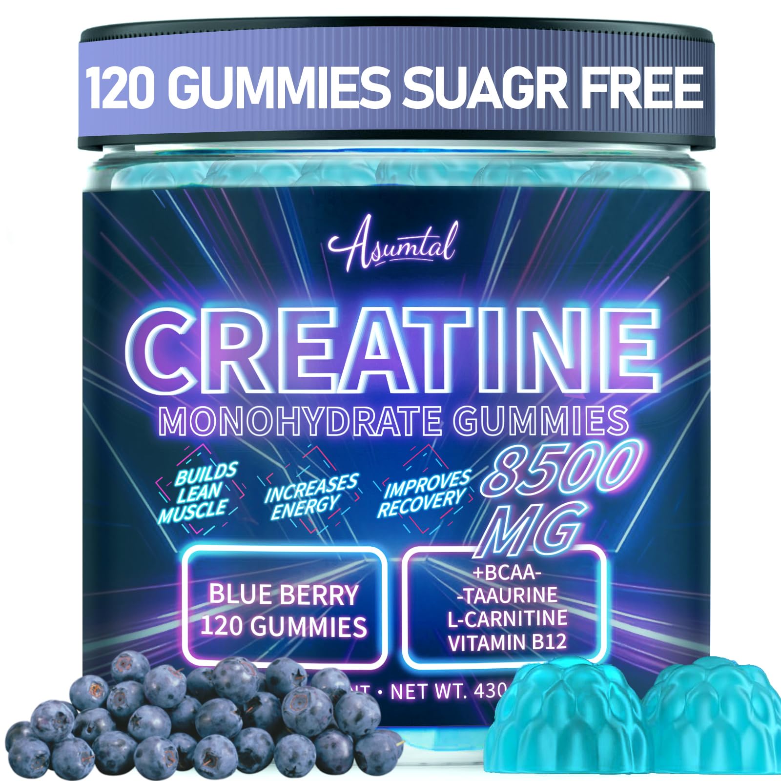 Gummies in bottle illustrate portable energy support for workouts