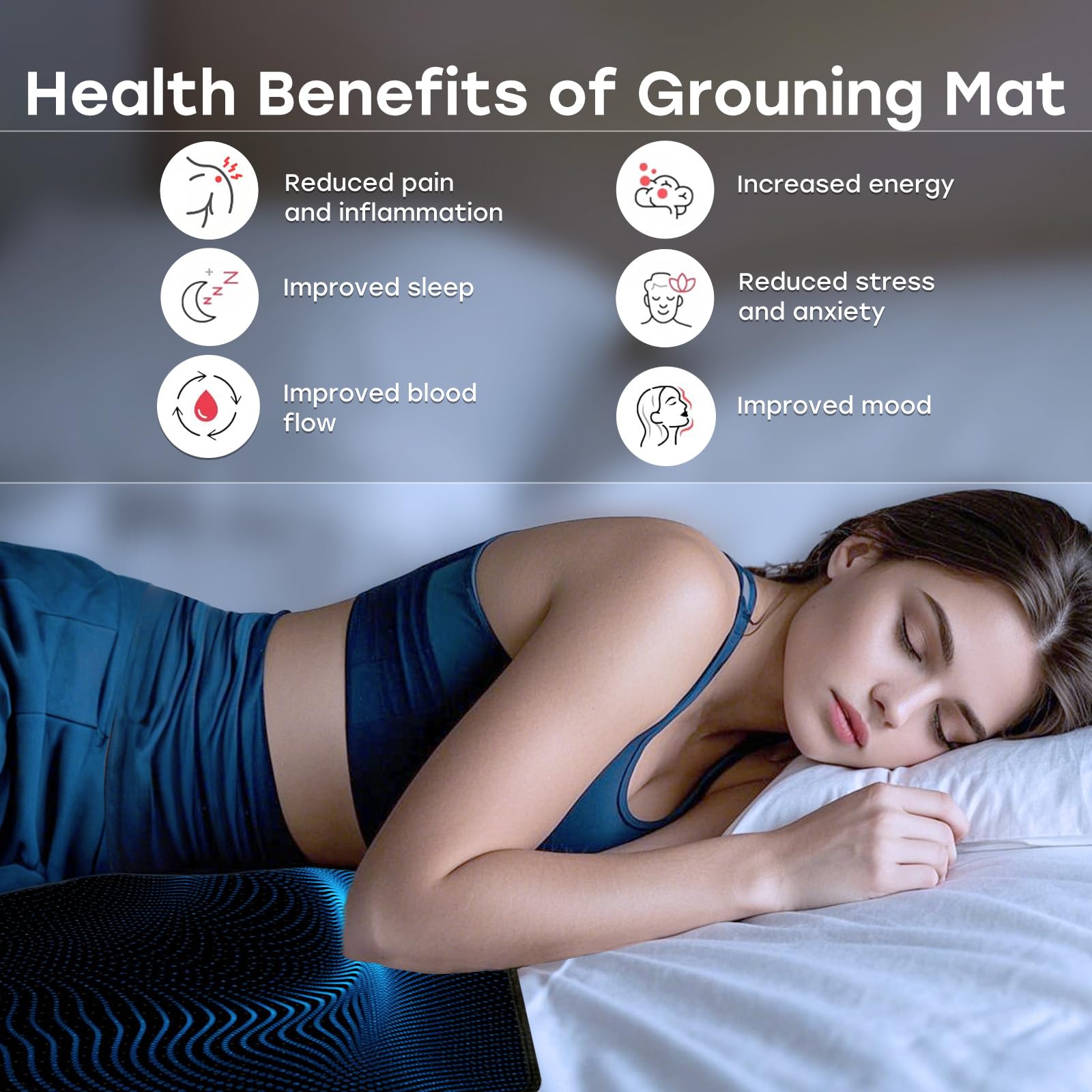 ATE Health eco-rubber back provides durable support during routine grounding sessions.