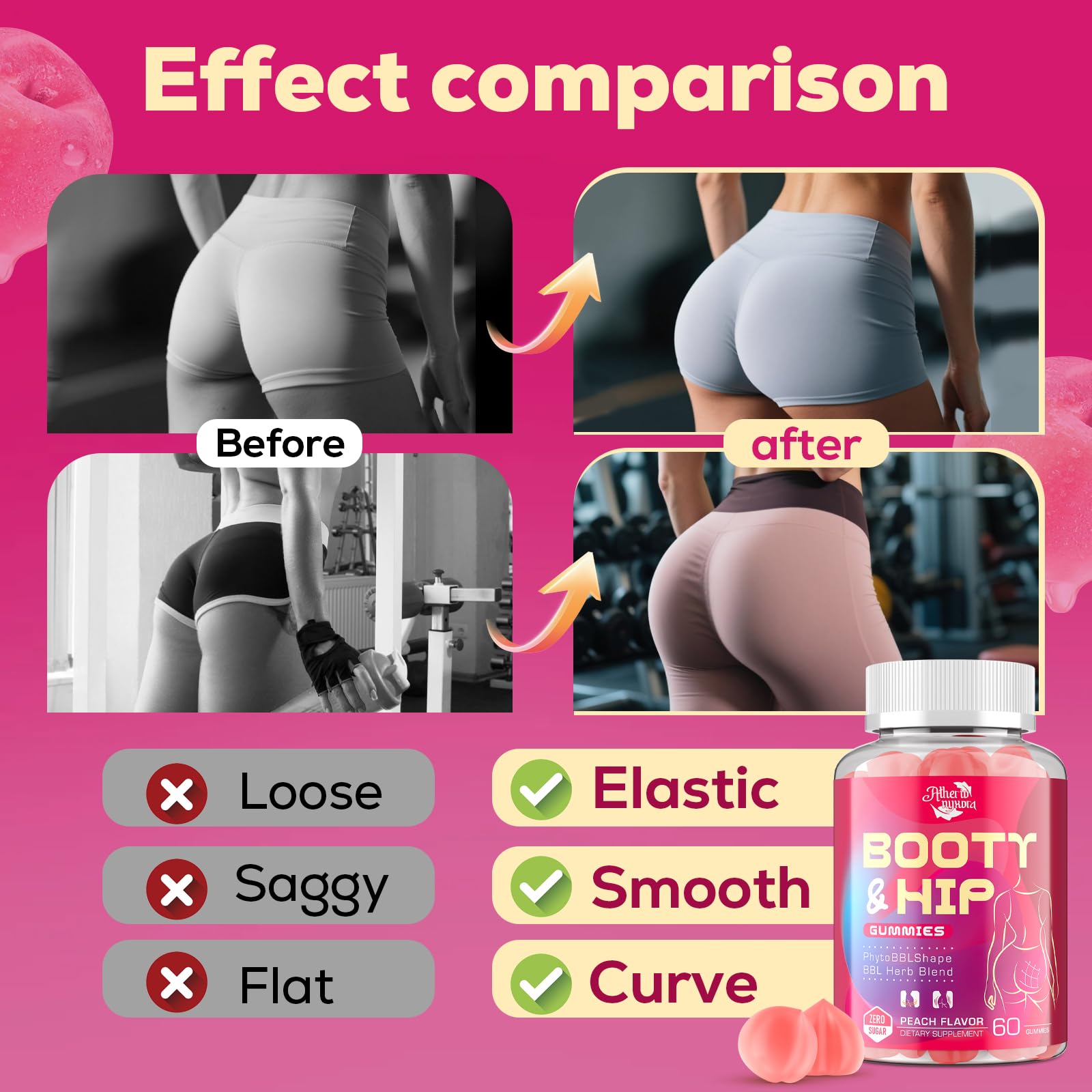 Atherionyxora Booty Gummies pack-shot with peach flavor clearly visible.