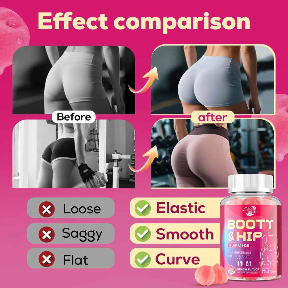Atherionyxora Booty Gummies pack-shot with peach flavor clearly visible.
