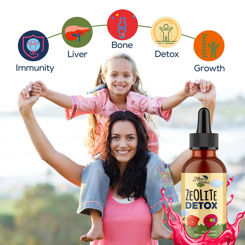Dropper tips for mixing with water or juice using Atherionyxora Zeolite Detox for Kids.