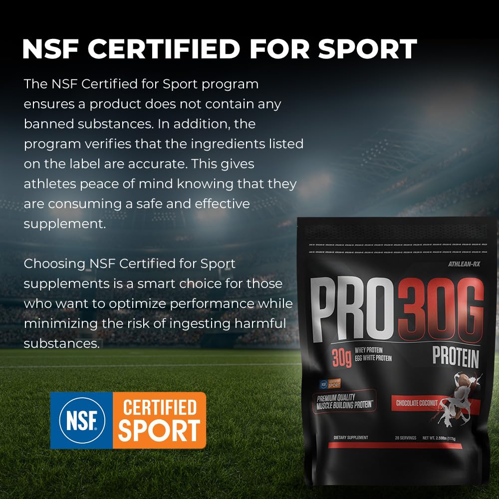 ATHLEAN-RX PRO-30G chocolate coconut label close-up with clear ingredients