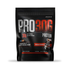 ATHLEAN-RX PRO-30G chocolate coconut scoop image highlighting convenient serving size