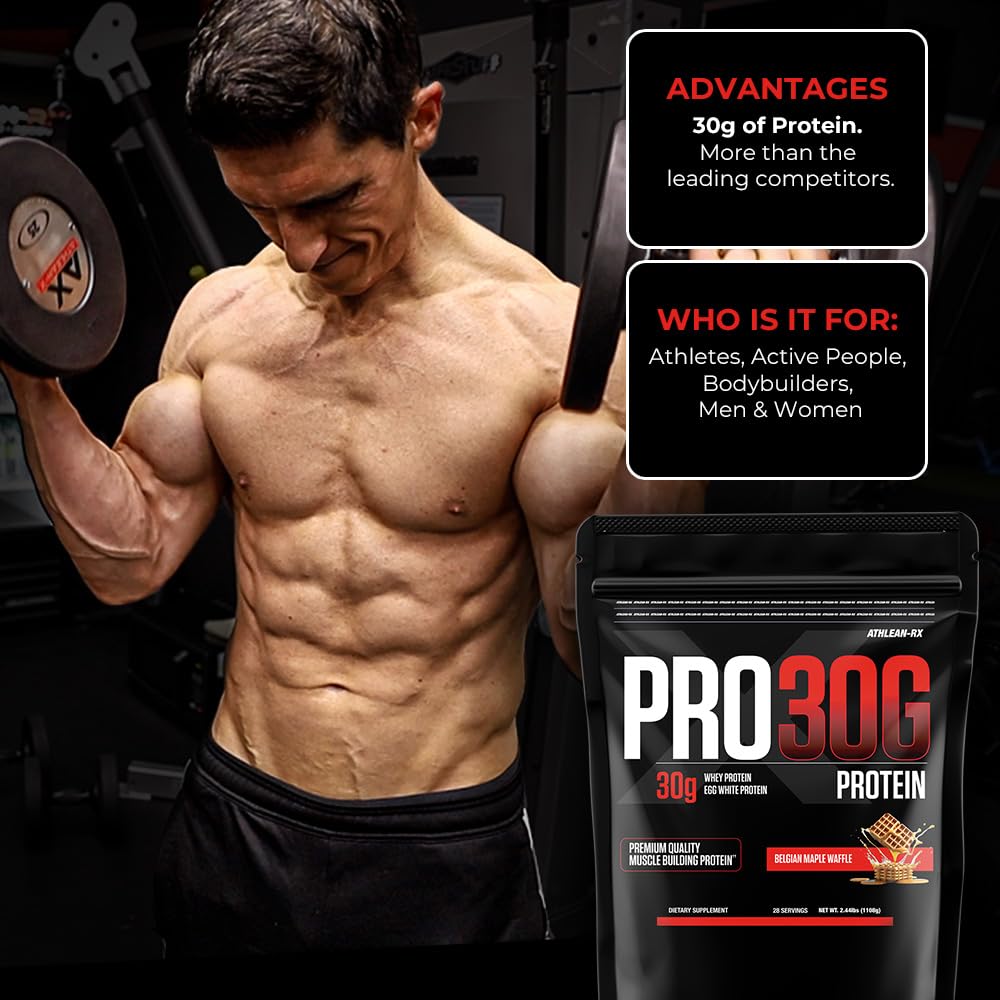 Athlean-RX PRO-30G label closeup confirms open ingredients and protein content