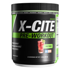 Athlean-RX X-CITE tub front with fruit punch flavor for energizing workouts