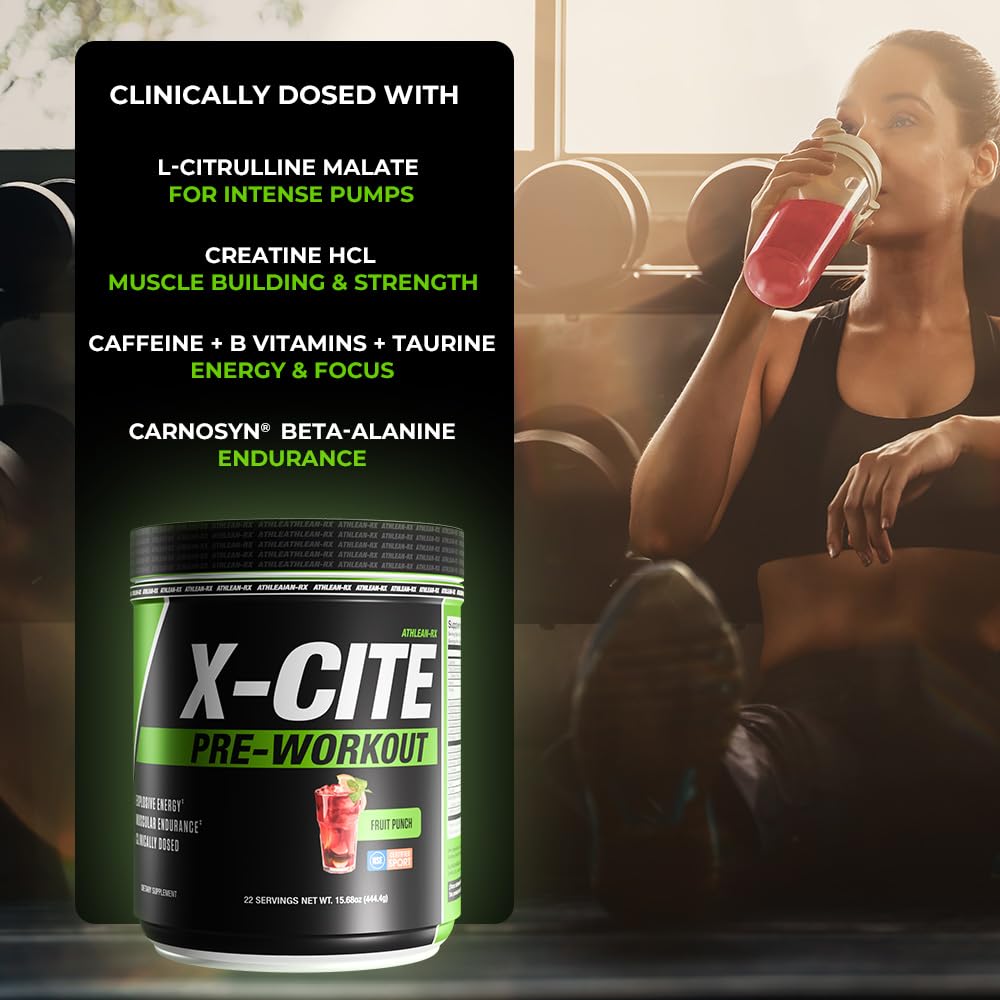 Close-up of X-CITE ingredients highlighting beta-alanine, creatine and caffeine