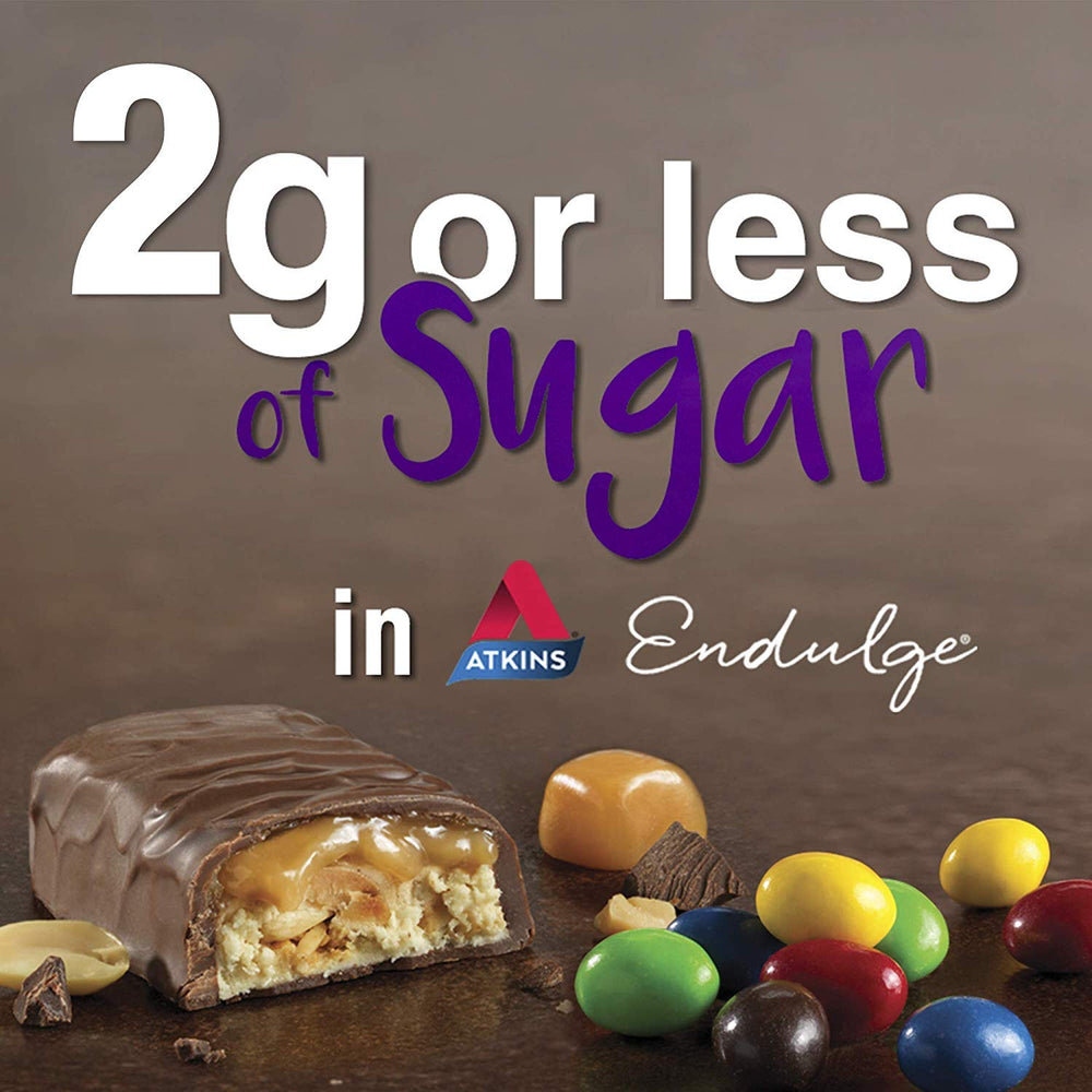 Closeup of Atkins Endulge caramel layer shows creamy texture.