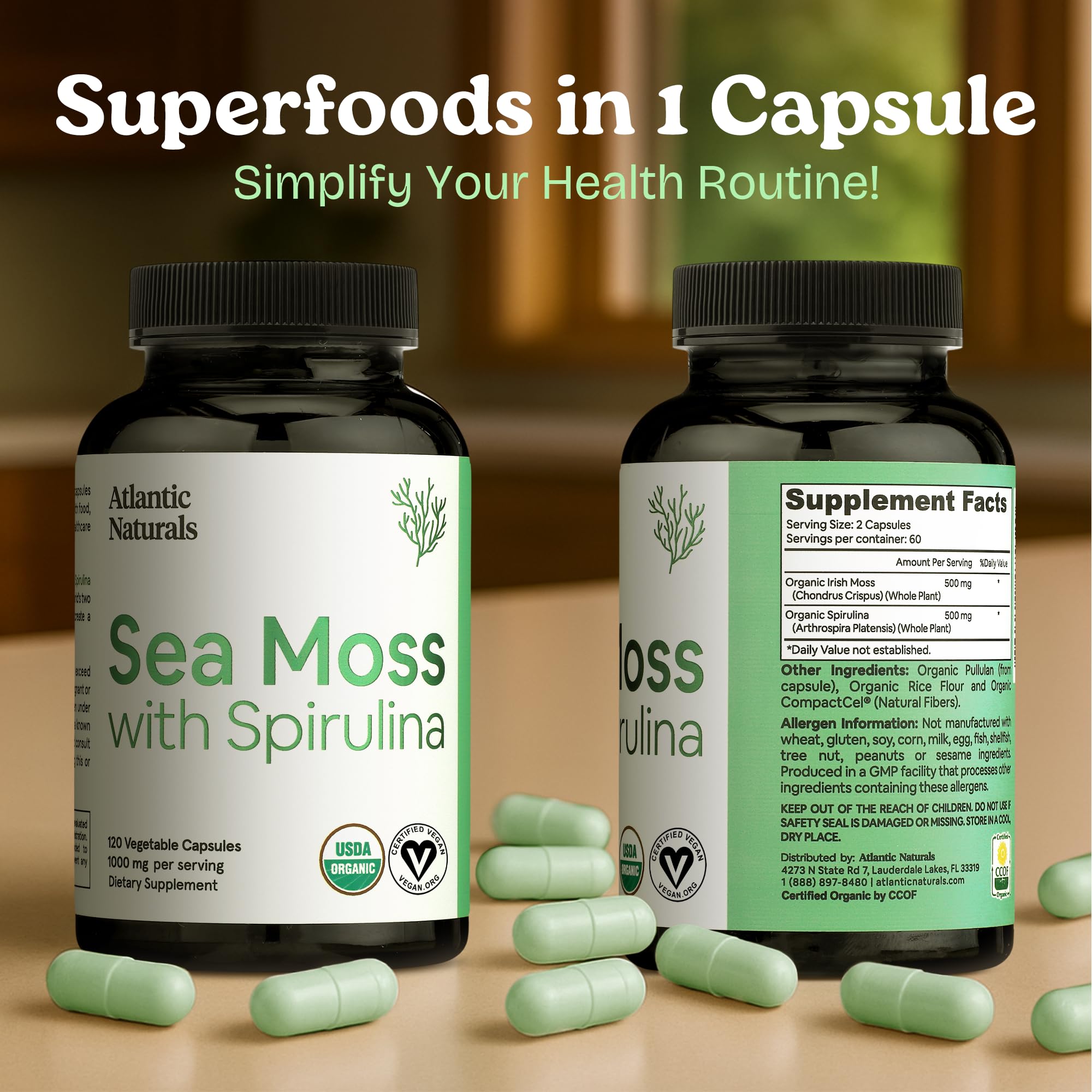 Atlantic Naturals organic sea moss label highlights sourcing and blend