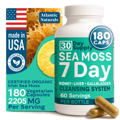 Atlantic Naturals Sea Moss Capsules bottle front promoting daily wellness.