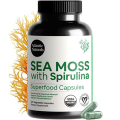 Atlantic Naturals Sea Moss Spirulina capsules bottle for daily nutrient support