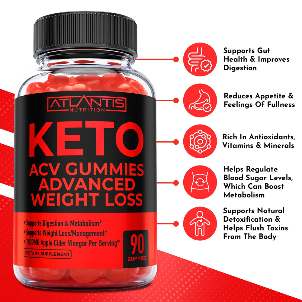 Atlantis Nutrition Keto ACV Gummies apple-flavor close-up shows tasty daily use.