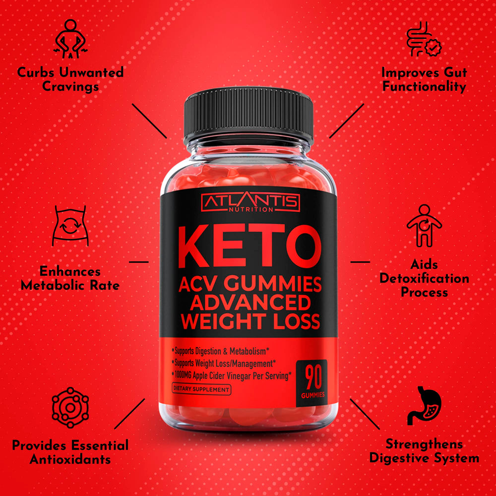 Atlantis Nutrition Keto ACV Gummies bottle in kitchen setting for daily routine.